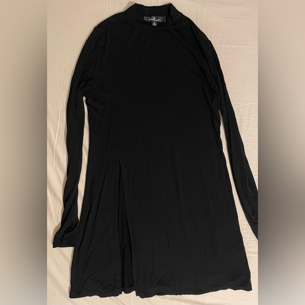 Lulus long mockneck black long sleeve with slit size small